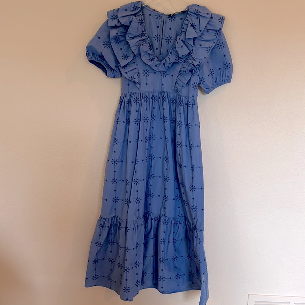 Zara Purple/Blue Eyelet Maxi Dress Size XS
